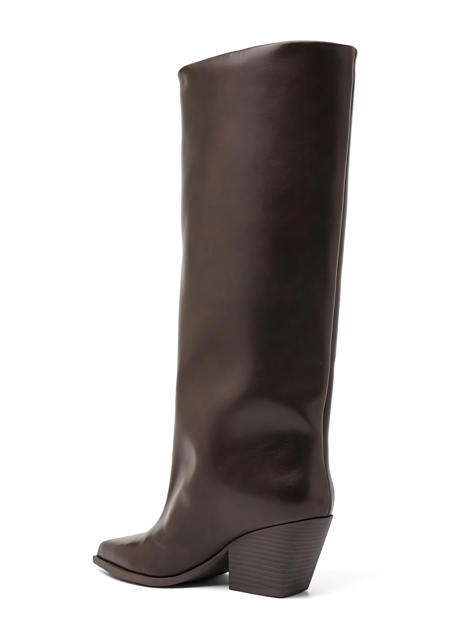 Bottes  Minimalistes à Tige large Talon Western - brown