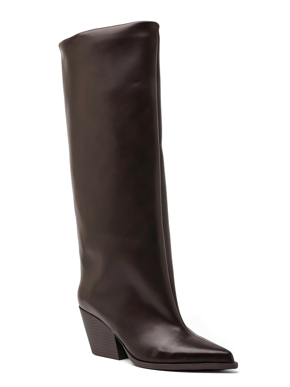 Bottes  Minimalistes à Tige large Talon Western - brown
