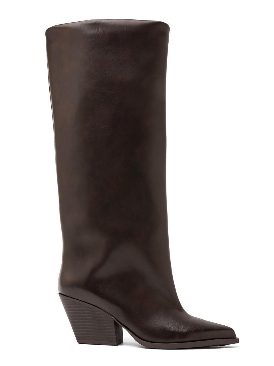 Bottes  Minimalistes à Tige large Talon Western - brown