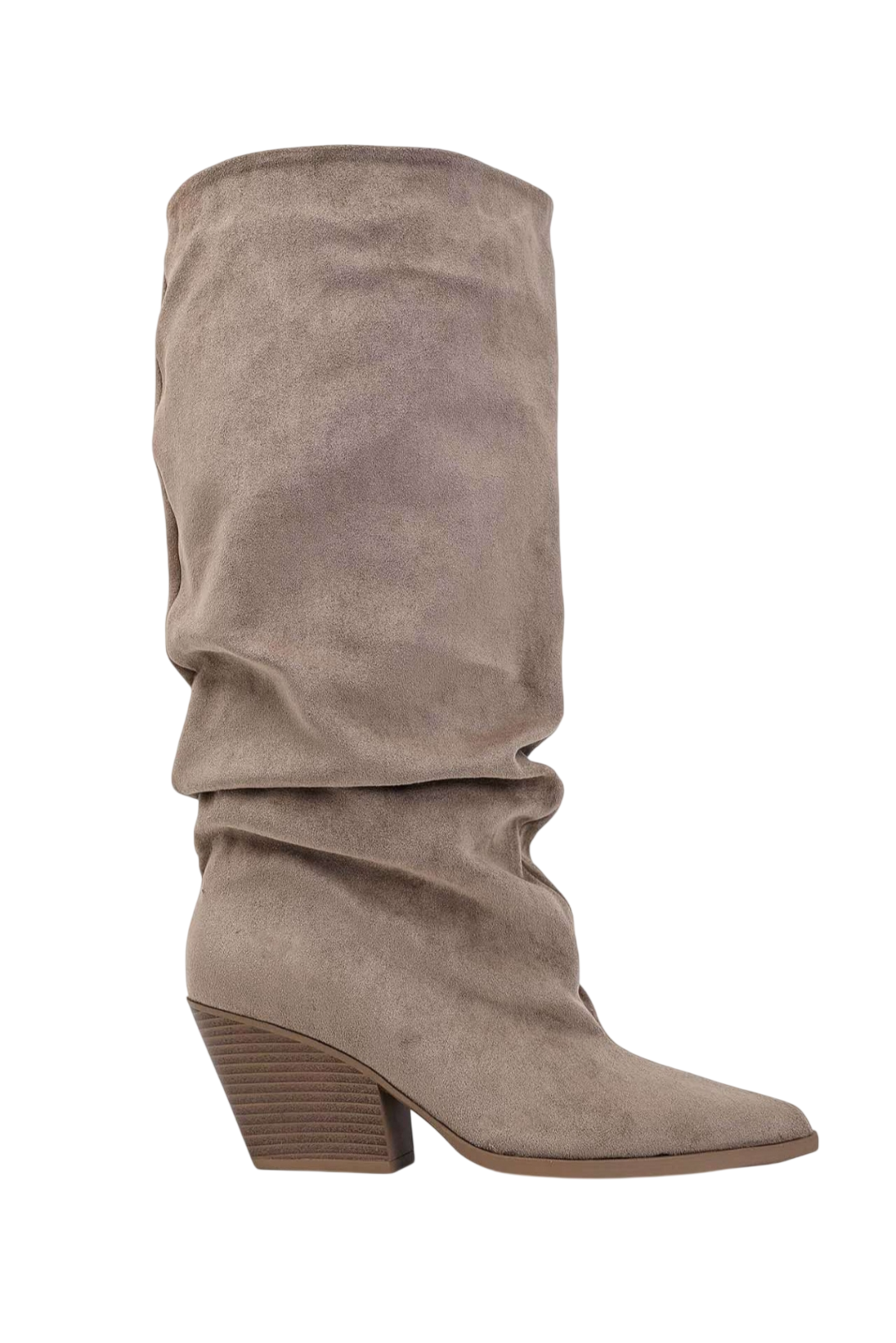 Bottes Froncées style western en Suédine, Taupe