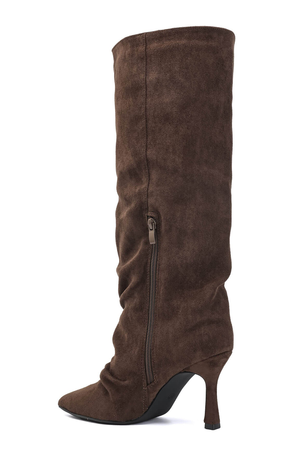 Bottes plissé à bout pointu talon aiguille - Marron