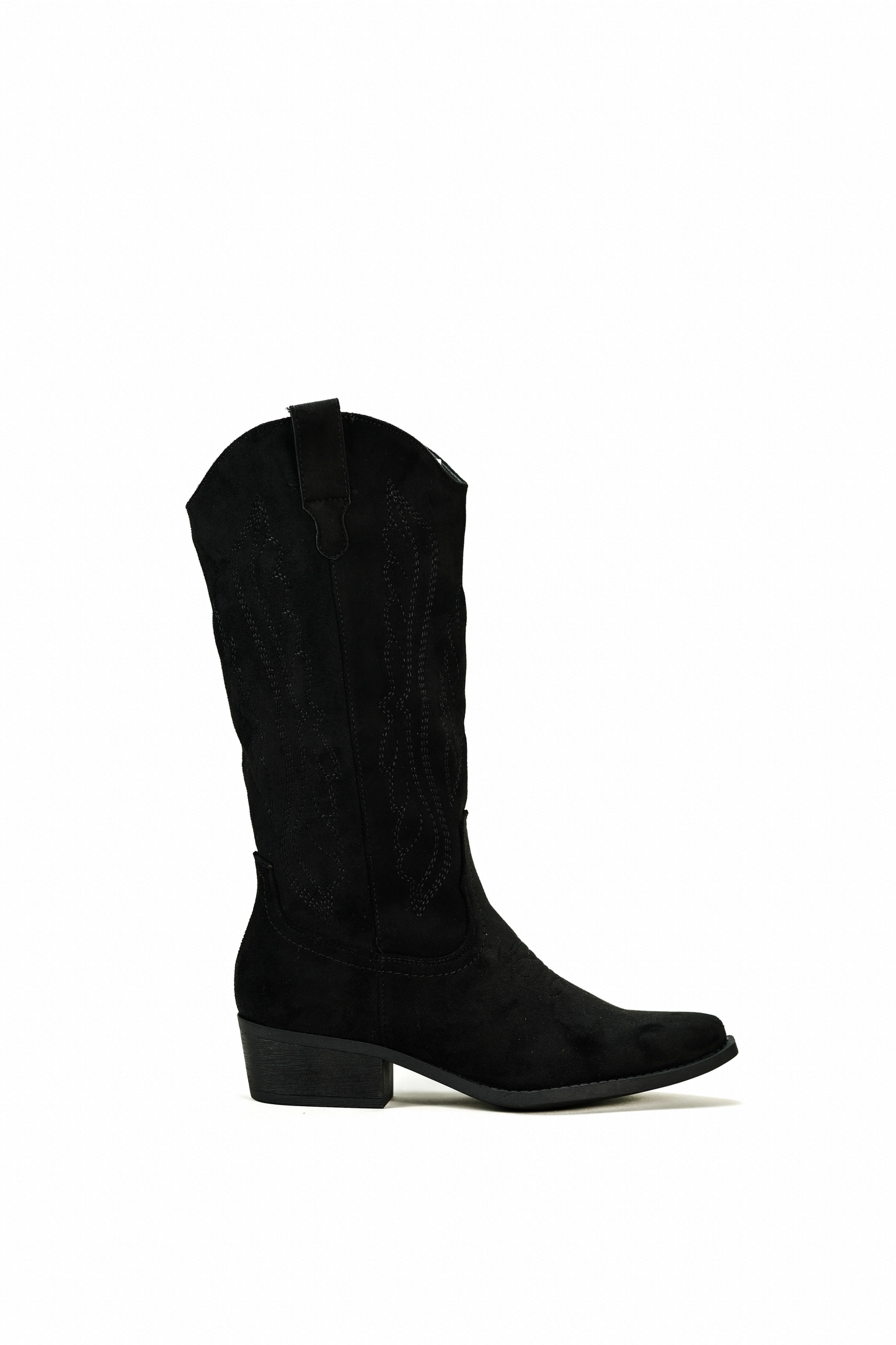 Bottes Santiags suédine style Cowboy, Noire