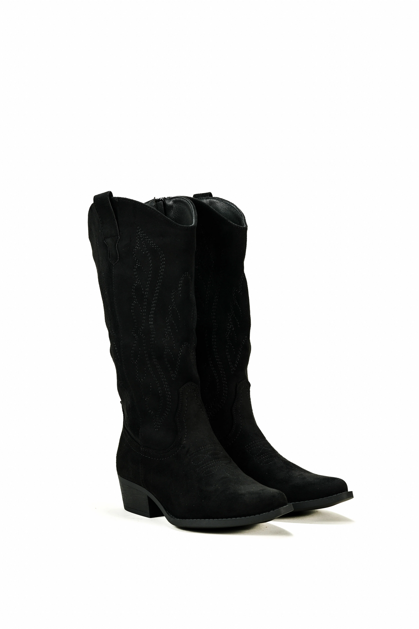 Bottes Santiags suédine style Cowboy, Noire