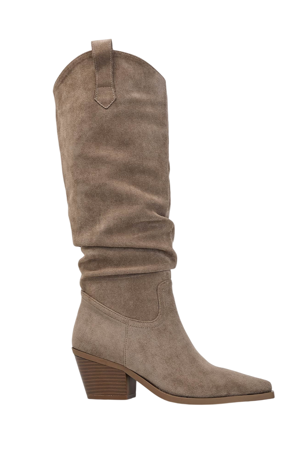 Botte Santiags suédine Plissée, Taupe