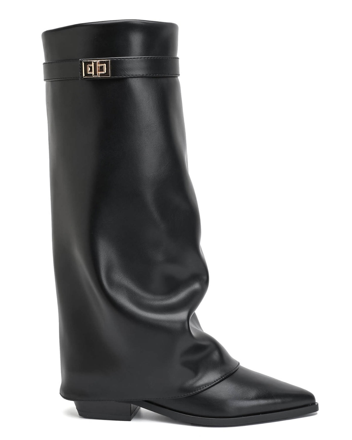 Bottes à Revers à bout pointu et boucle bijou - noir