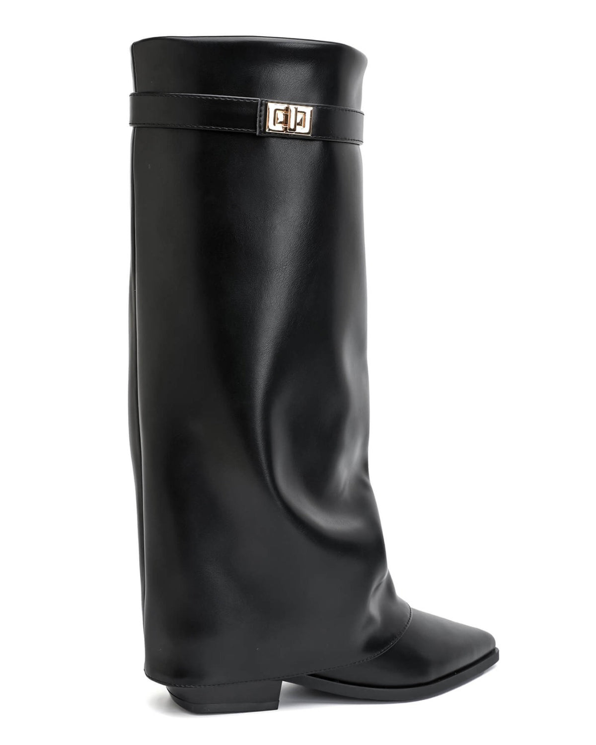 Bottes à Revers à bout pointu et boucle bijou - noir