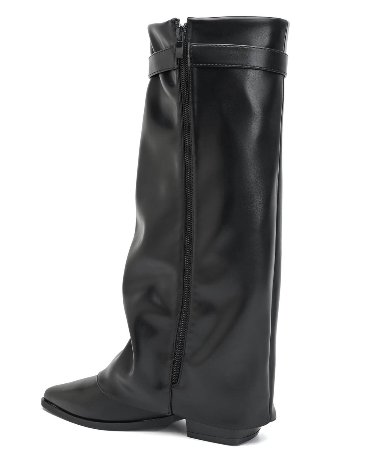 Bottes à Revers à bout pointu et boucle bijou - noir