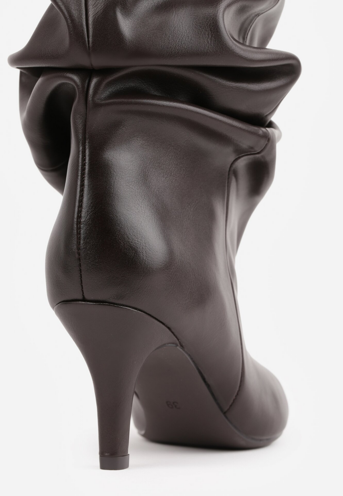 Bottines souple plissé bout pointu à talon - marron