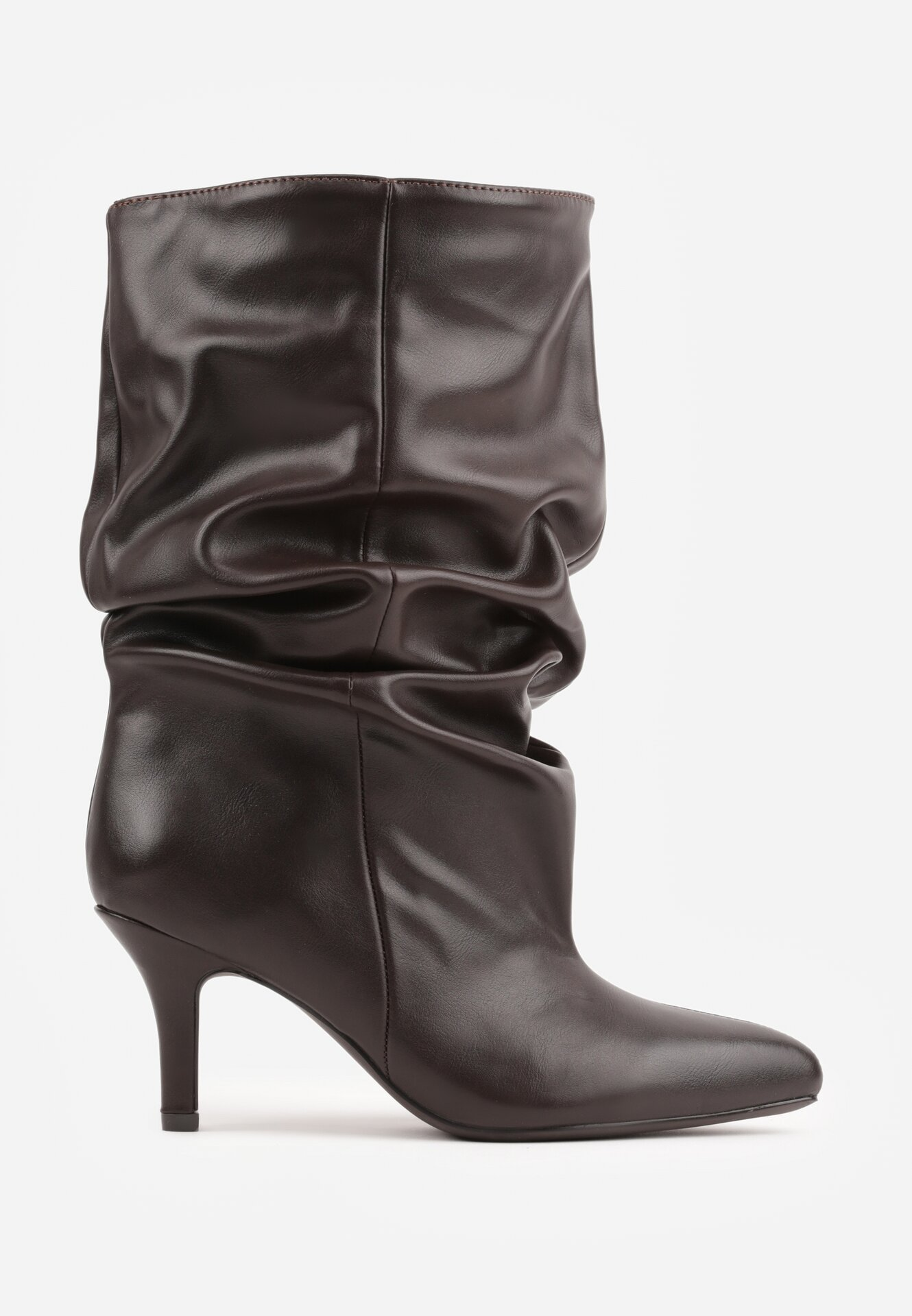 Bottines souple plissé bout pointu à talon - marron