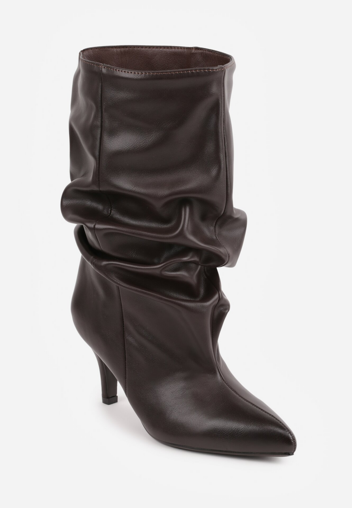 Bottines souple plissé bout pointu à talon - marron