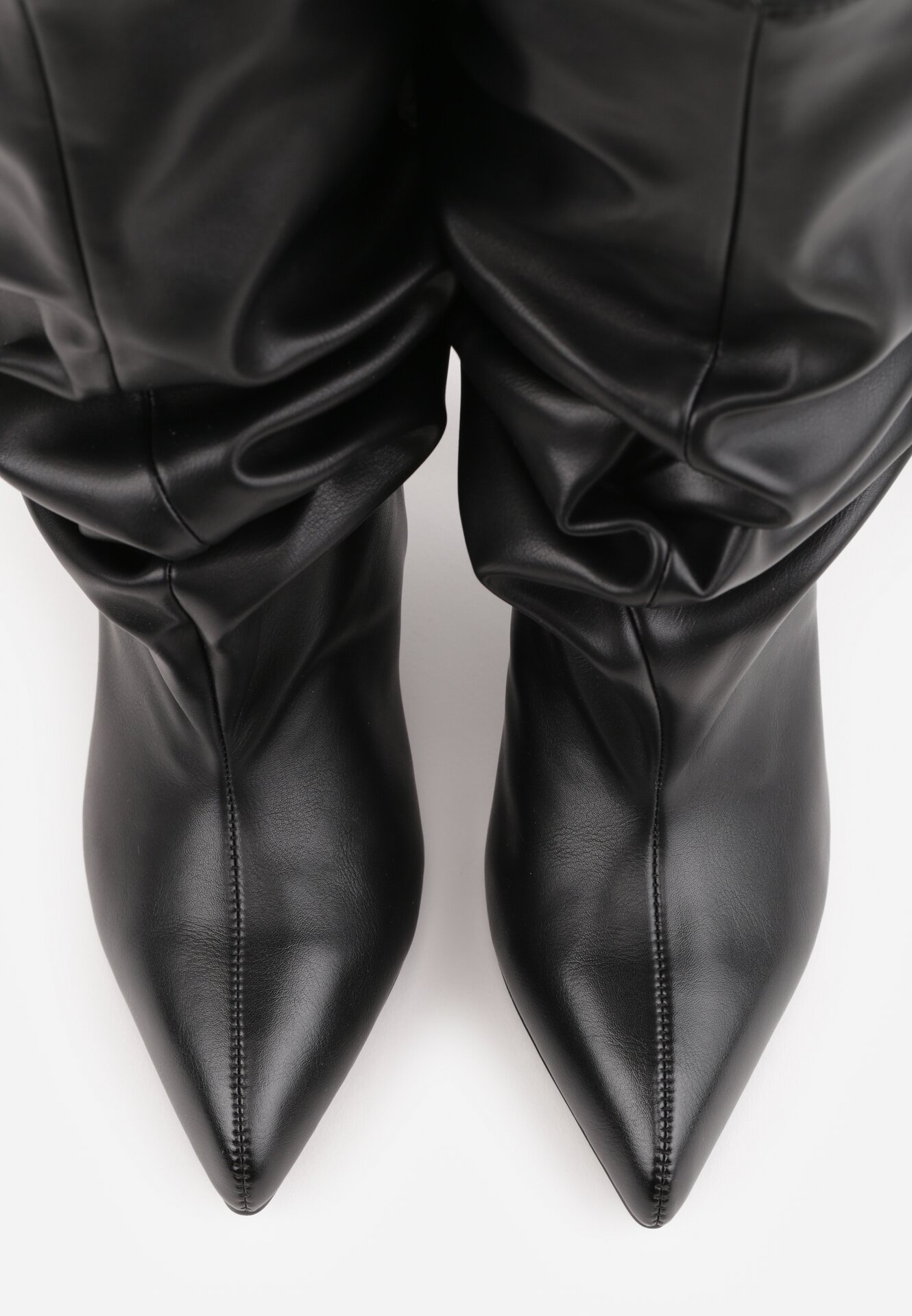 Bottines souple plissé bout pointu à talon, Noir