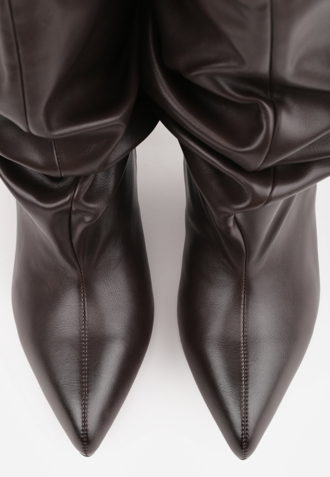 Bottines souple plissé bout pointu à talon - marron