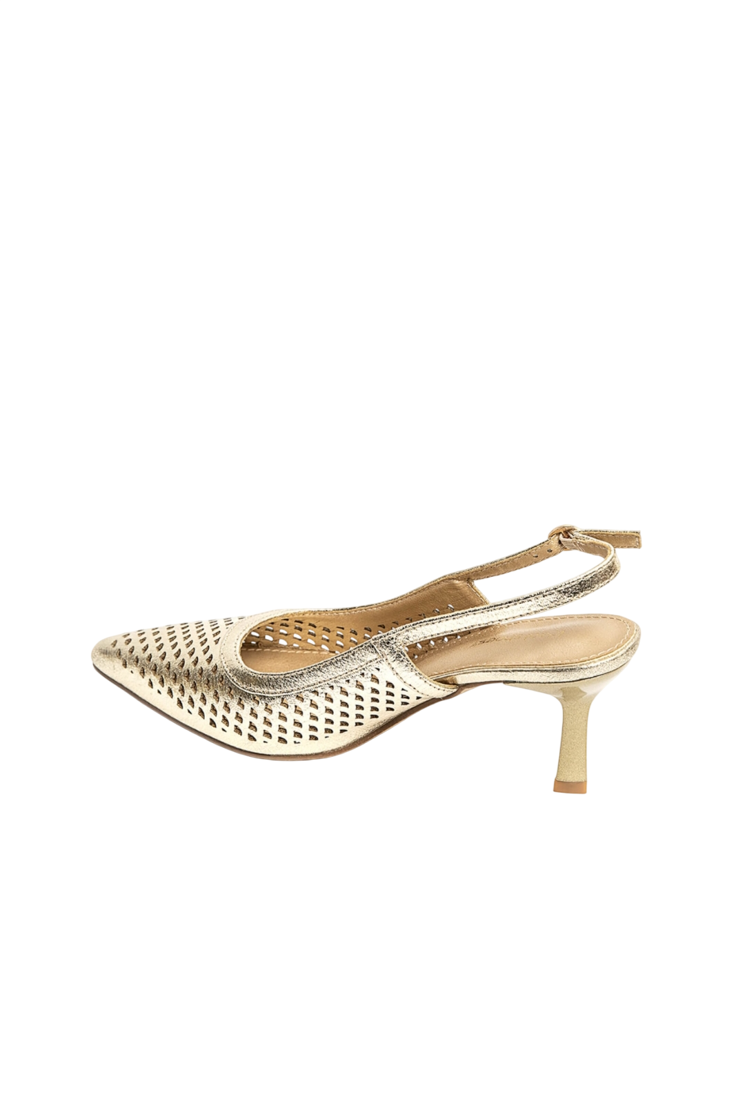 Escarpins slingback ajourée talon aiguille, Doré