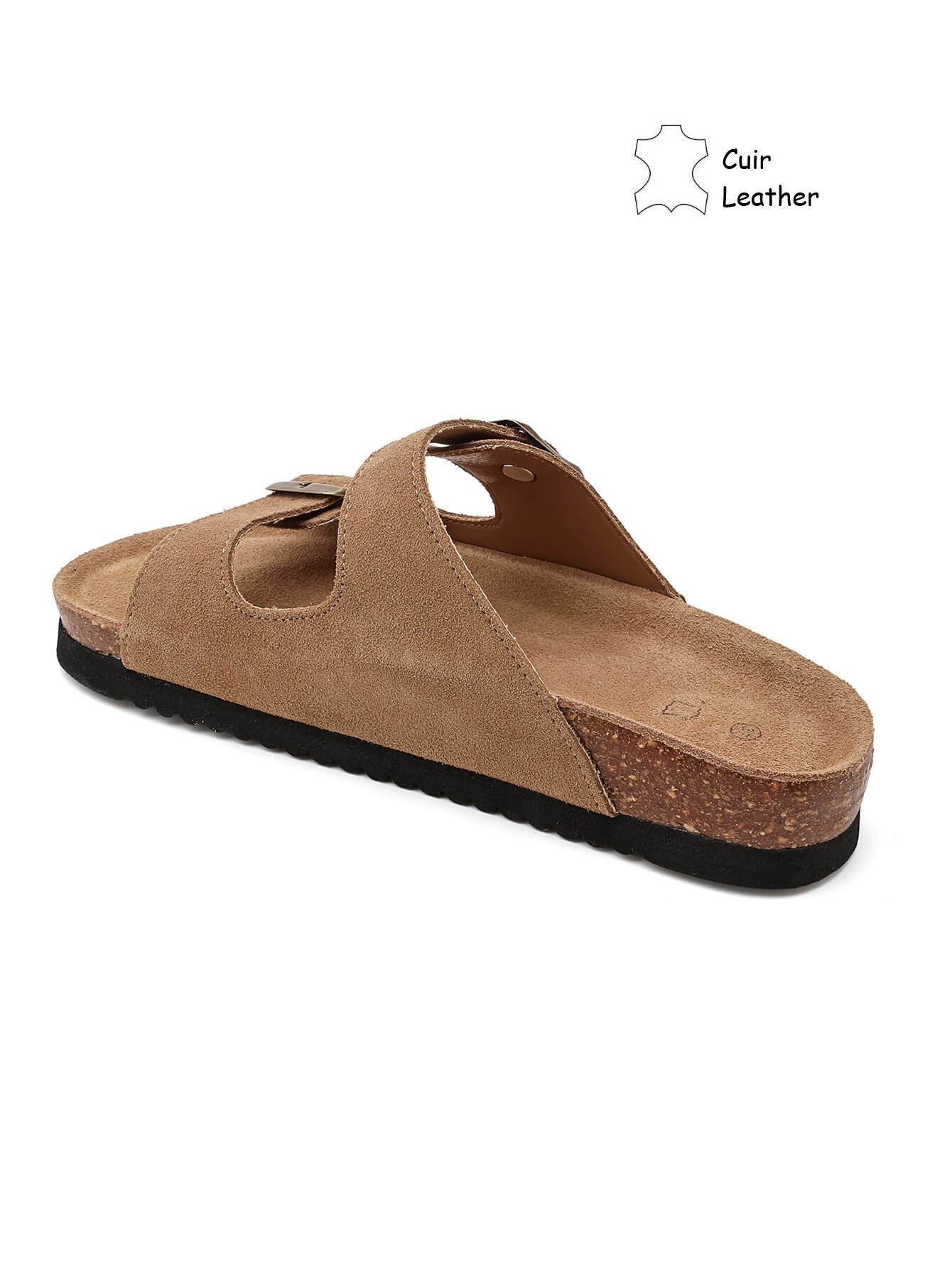 Mules Cuir daim à doubles brides larges