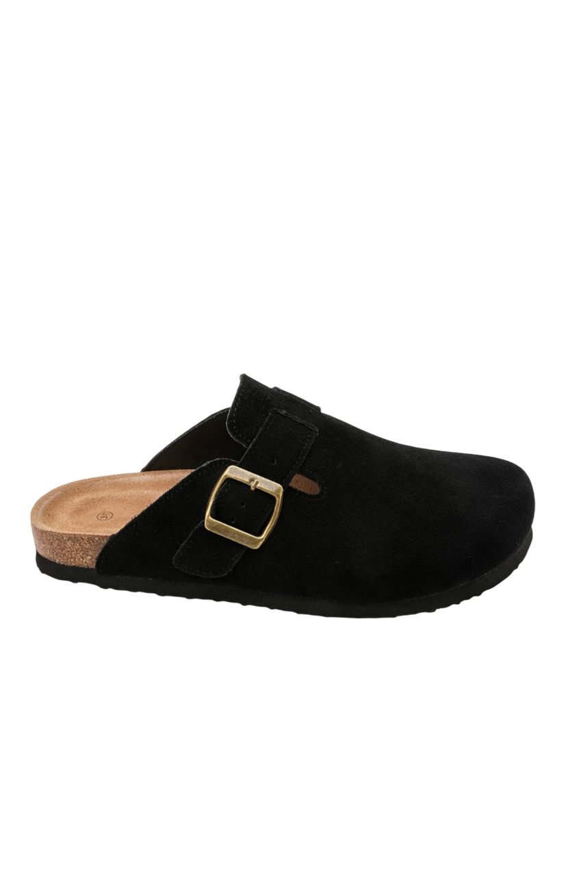 Sabots Mules CUIR daim, Noir