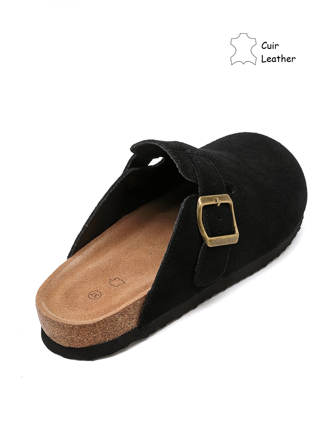 Sabots Mules CUIR daim, Noir