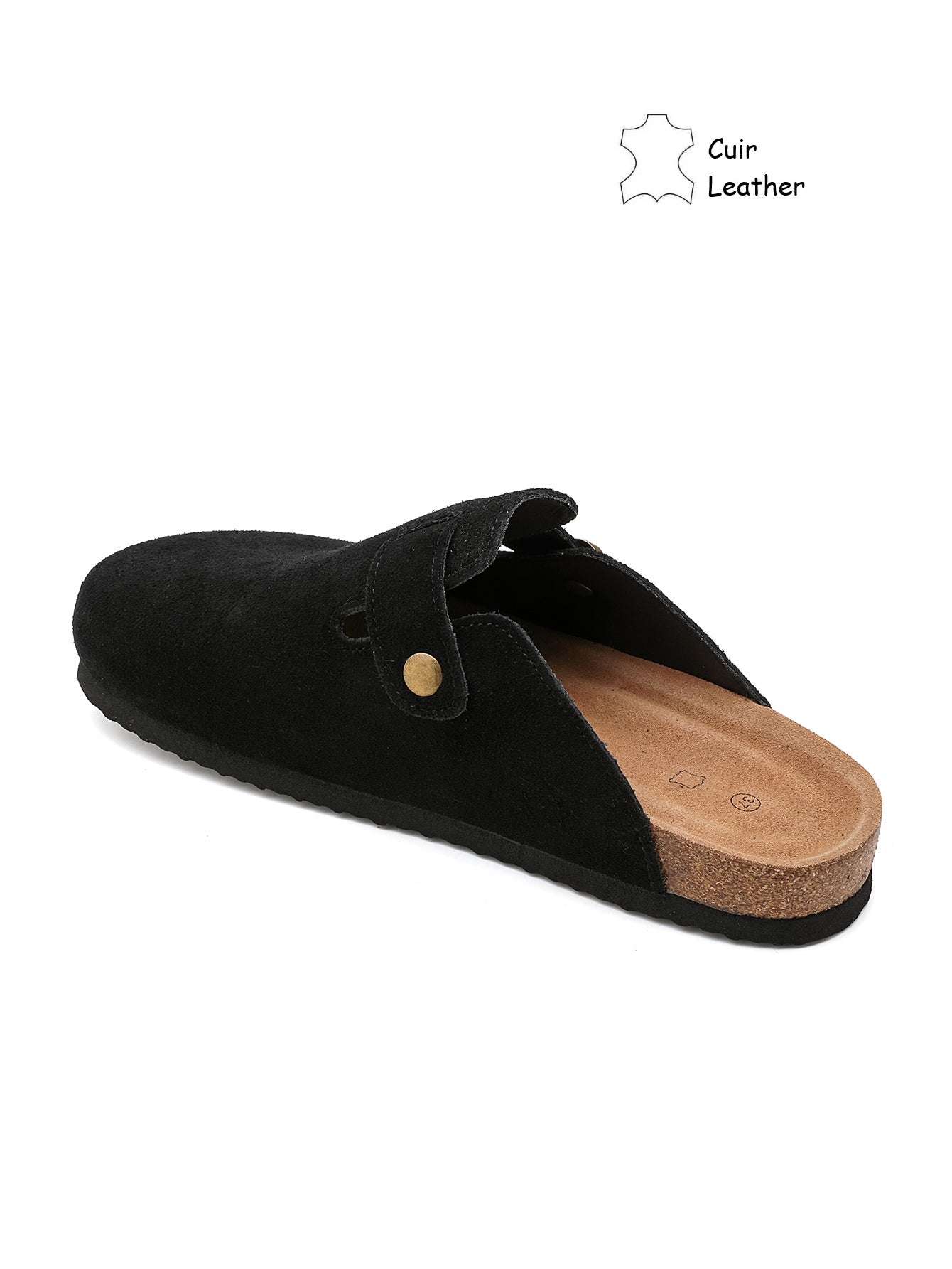 Sabots Mules CUIR daim, Noir