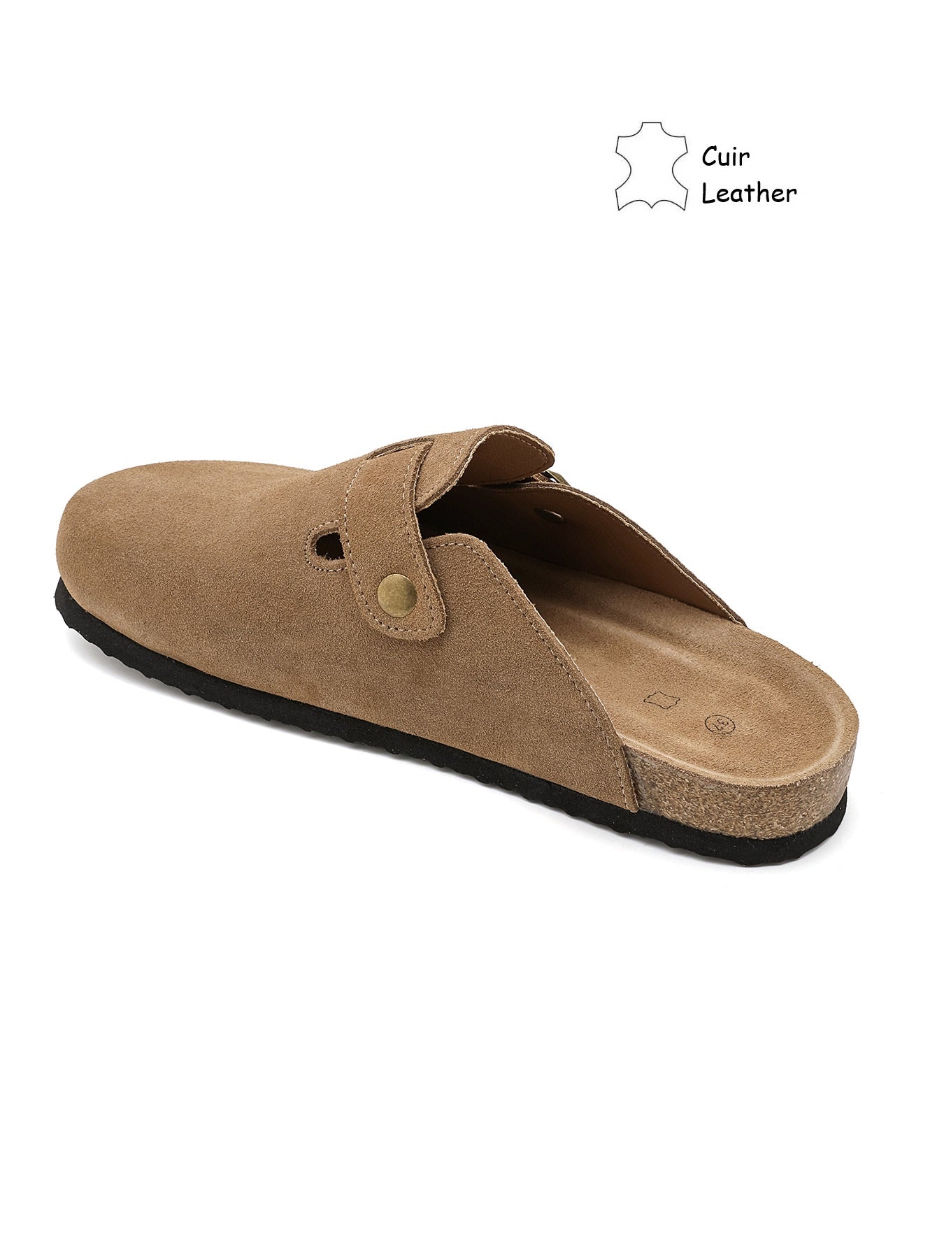 Sabots Mules CUIR daim, Cognac