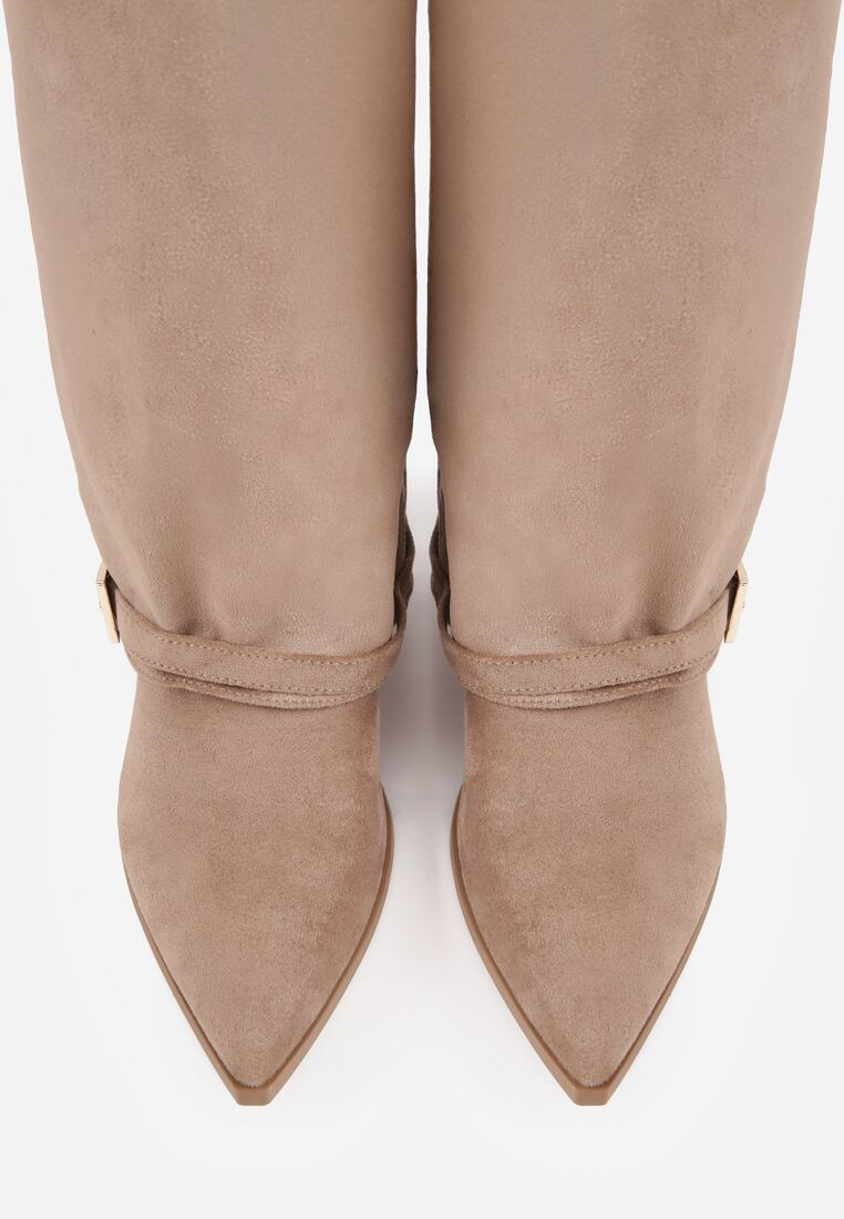 Bottes Hautes Style revers en Suédine - taupe