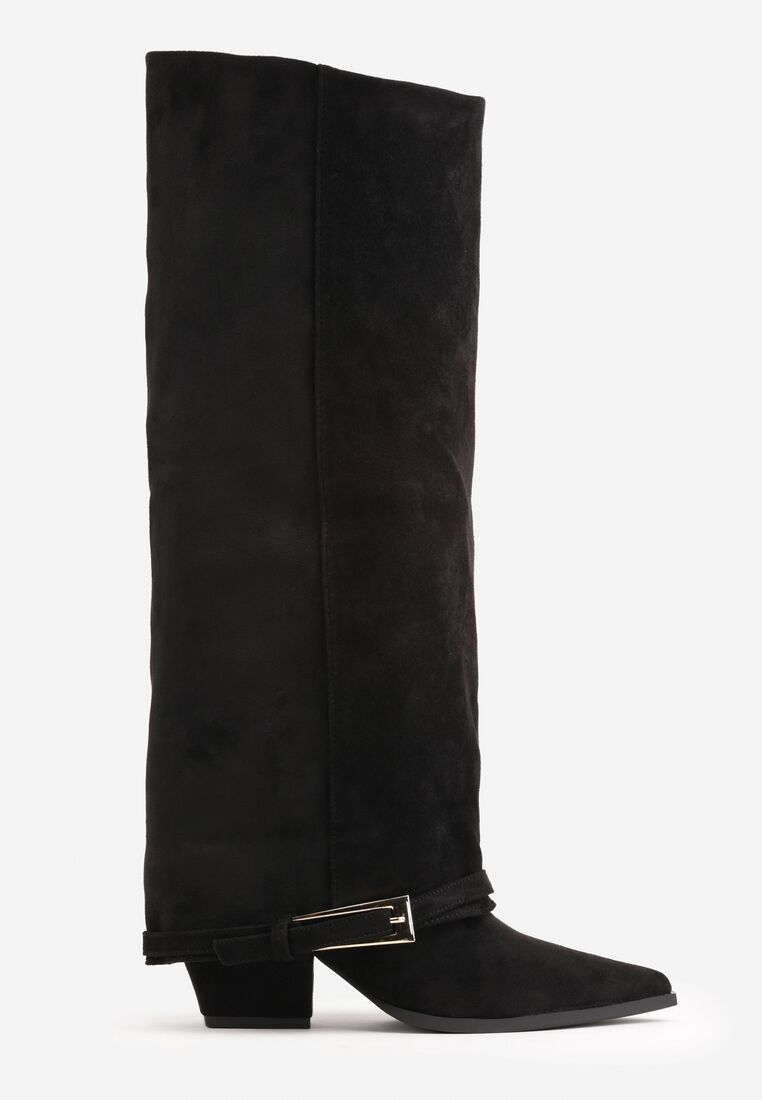 Bottes Hautes Style revers en Suédine - noir