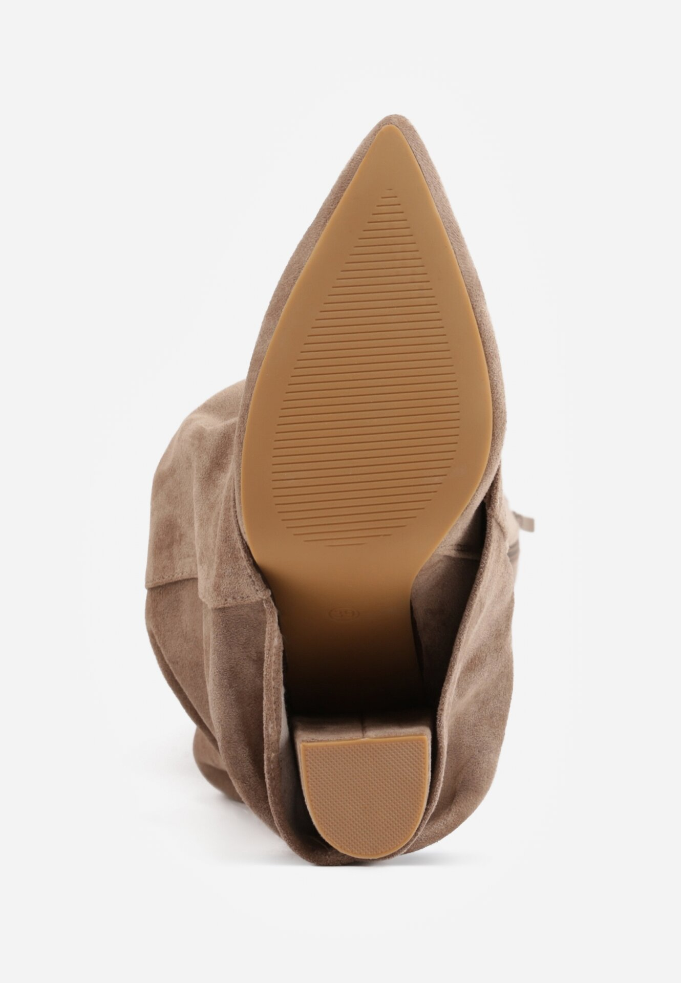 Bottes Plissées à Revers en Suède - taupe
