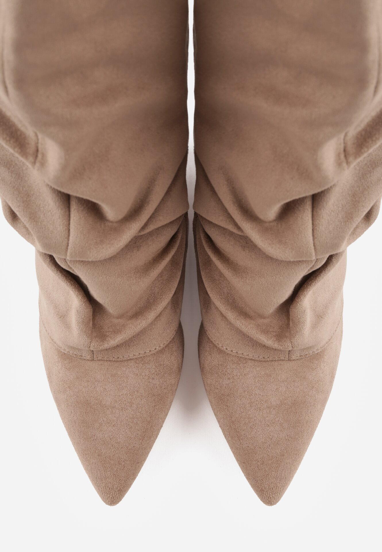 Bottes Plissées à Revers en Suède - taupe