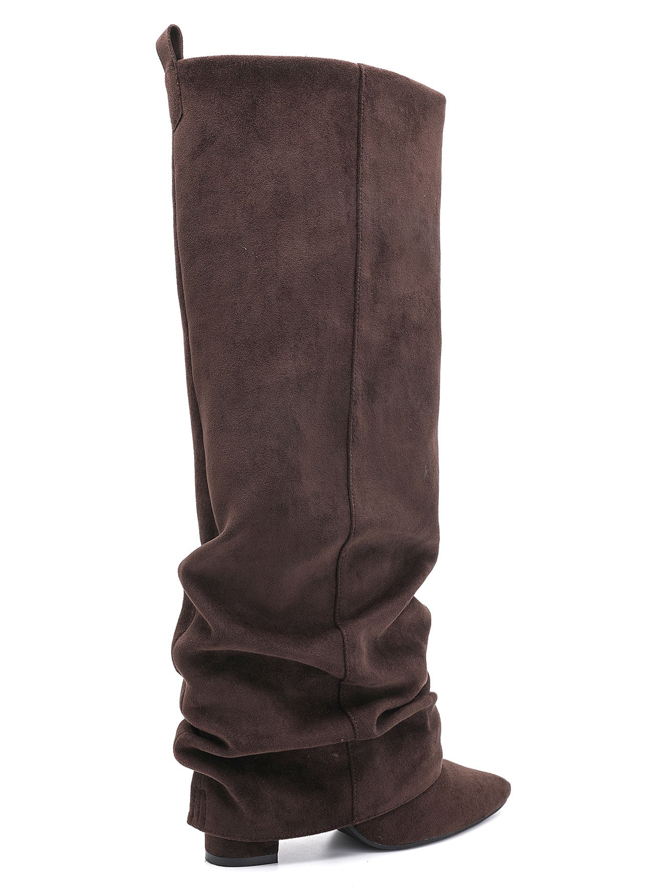 Bottes Plissées à Revers en Suède - marron