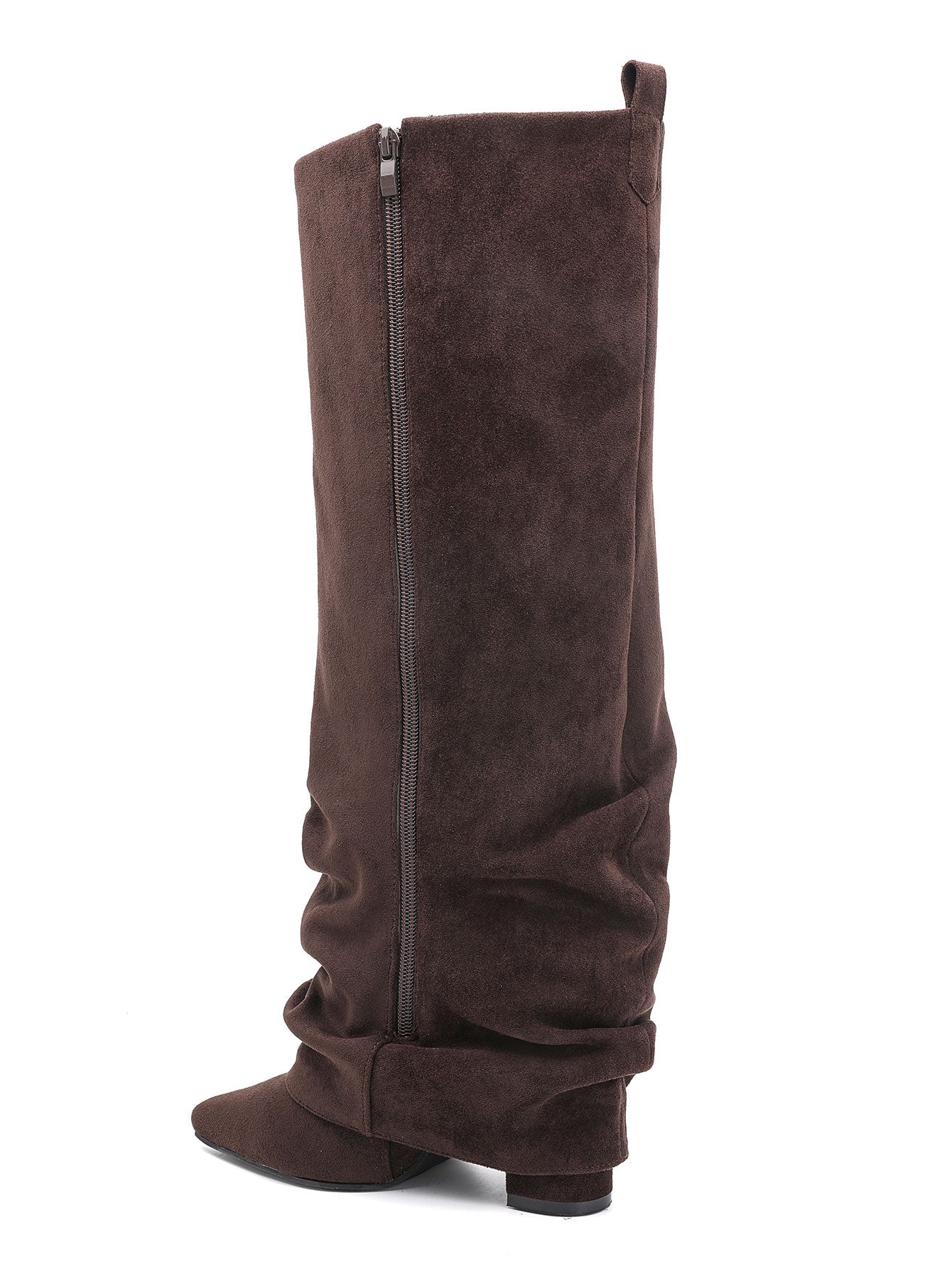 Bottes Plissées à Revers en Suède - marron
