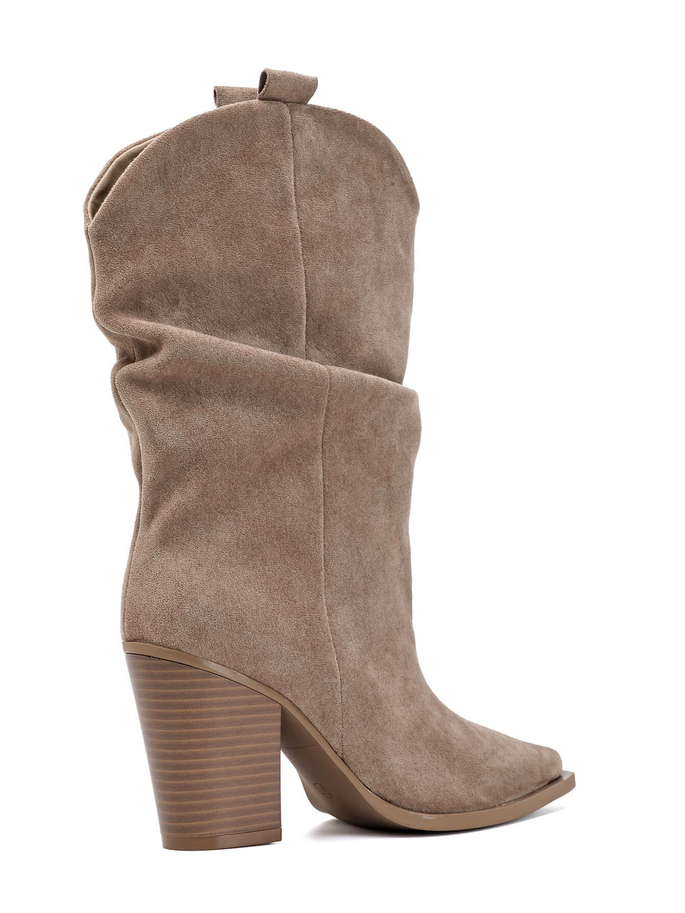 Boots à talons Style Santiags Plissées,  Taupe