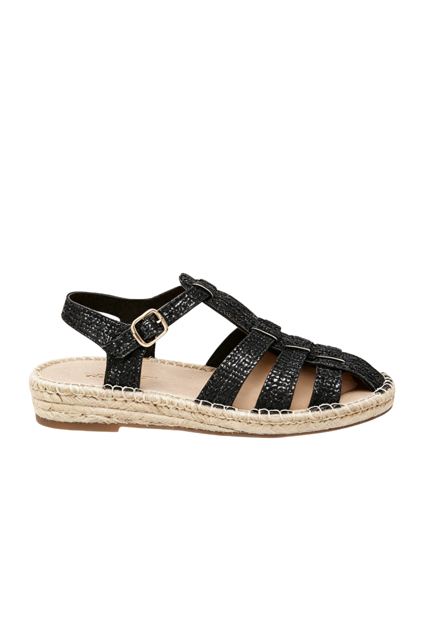 Sandales femmes style méduse Pêcheur, Noire pailletée