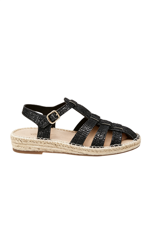 Sandales femmes style méduse Pêcheur, Noire pailletée