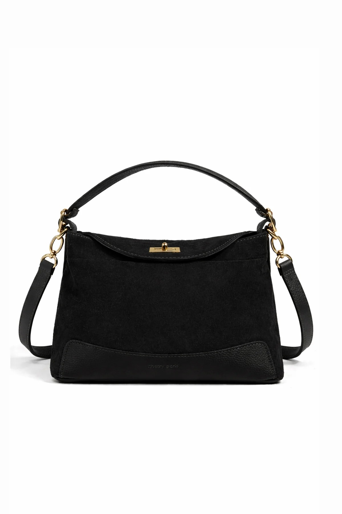 Sac cuir porté épaule PERLA SUEDE,  Noir