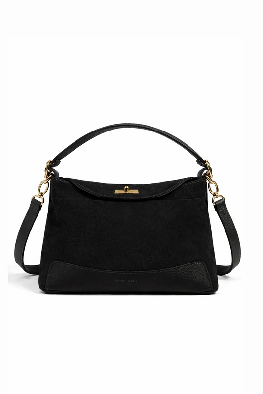 Sac cuir porté épaule PERLA SUEDE,  Noir
