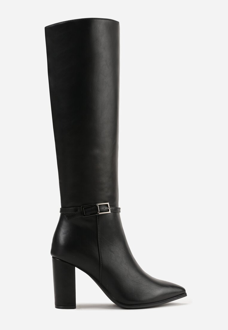 Bottes Noires à talon bloc et bout pointu