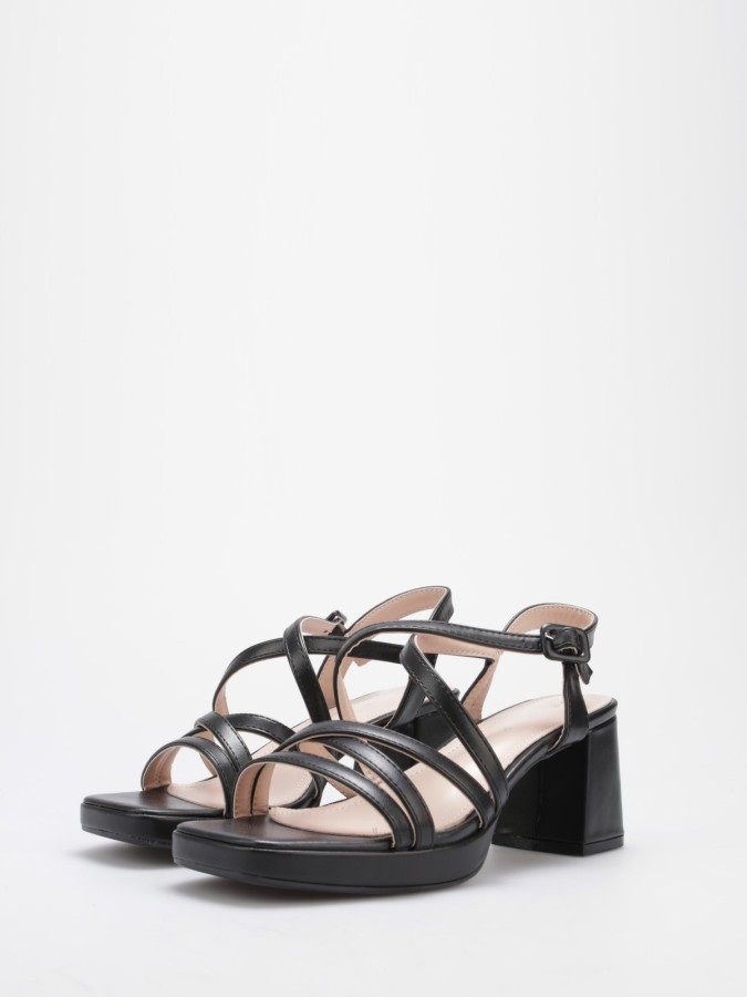 Sandales plateforme brides croisées, noire