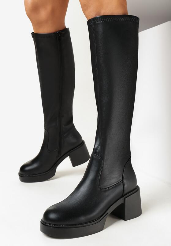 Bottes plateforme a talons bloc Noir