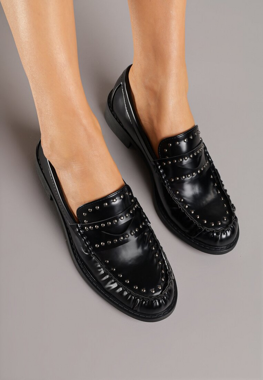 Mocassins plates à clous, Noir