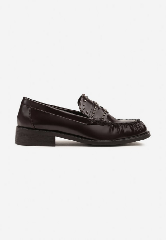 Mocassins plates à clous, Marron