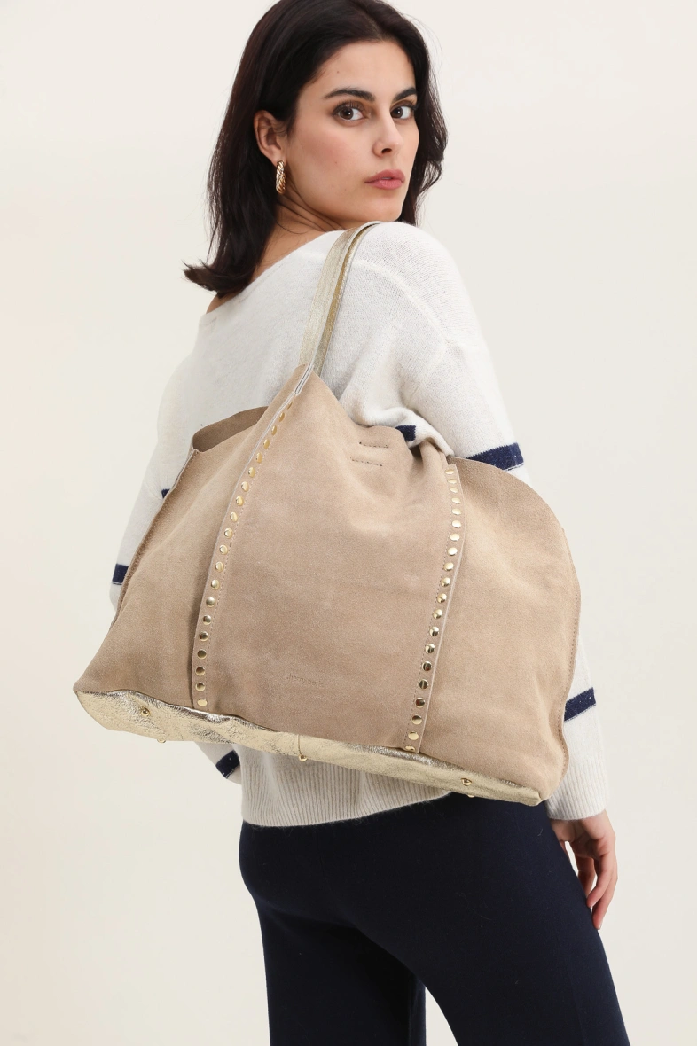 Sac Cabas en cuir daim GAELLE - Beige