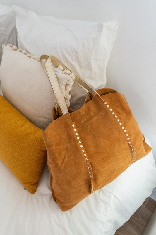 Sac Cabas en cuir daim GAELLE - Cognac