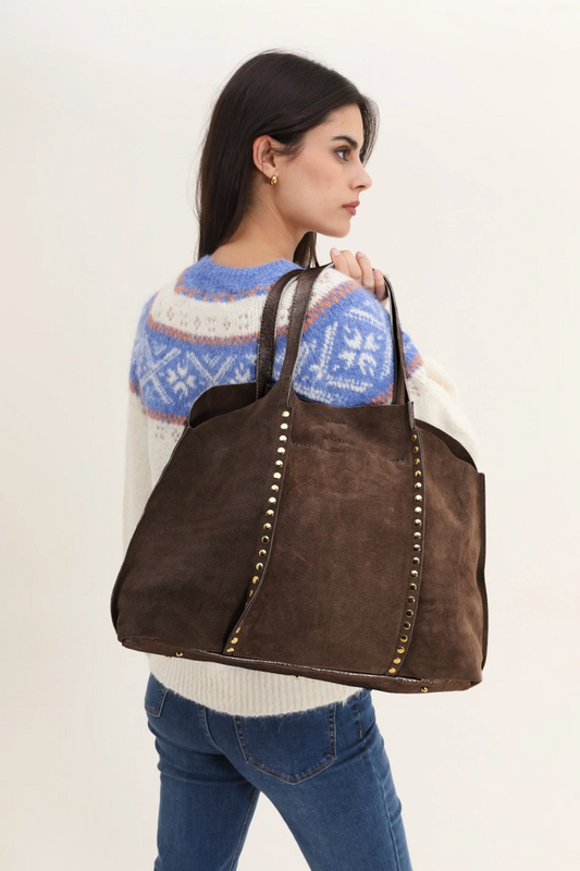 Sac Cabas en cuir daim GAELLE - Chocolat