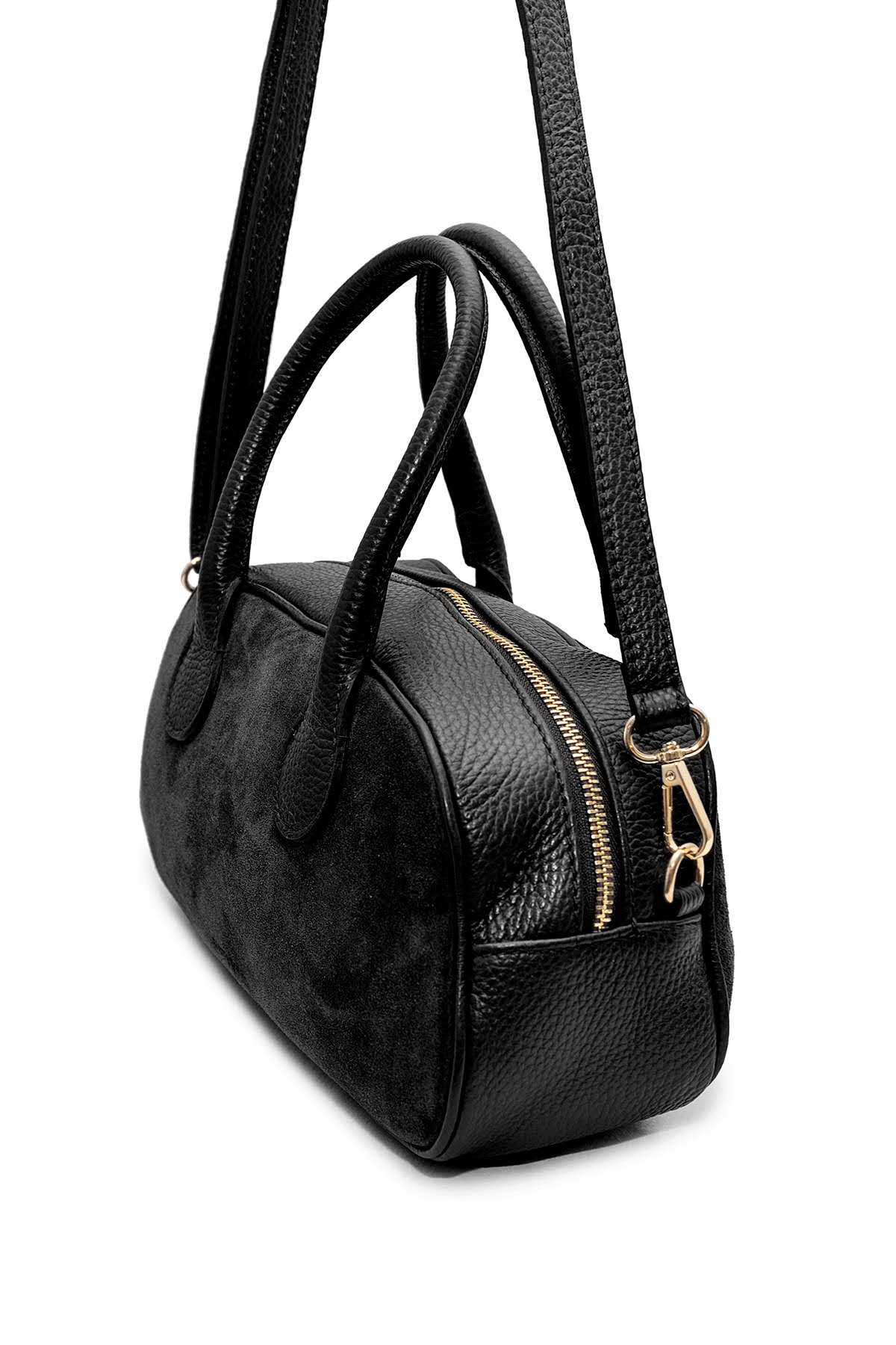 Sac porté main cuir SUEDE ARIELLE, Noir