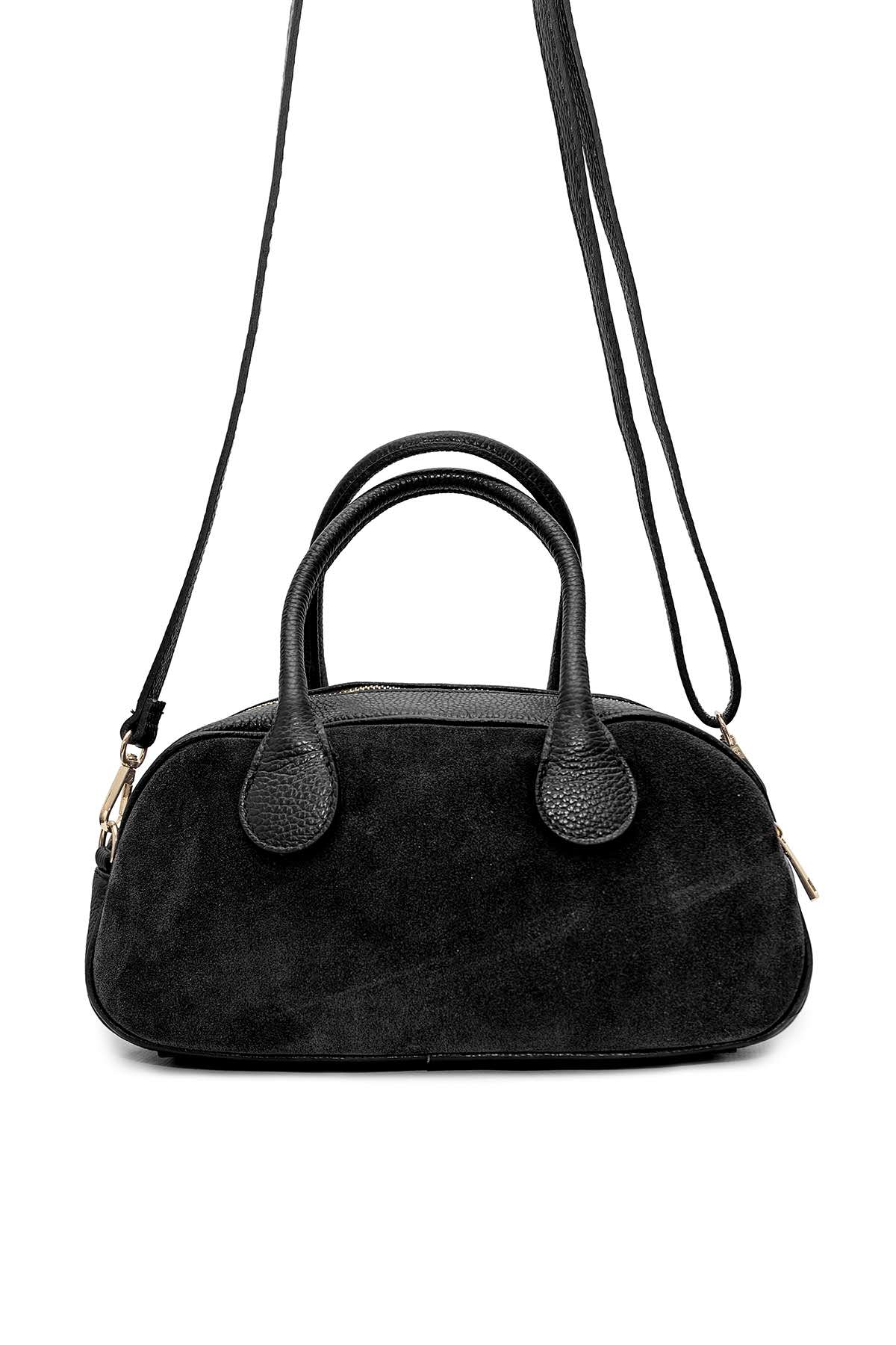 Sac porté main cuir SUEDE ARIELLE, Noir