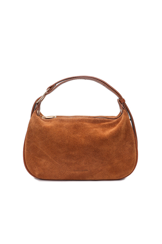 AMICIE sac porté main cuir SUEDE, Cognac