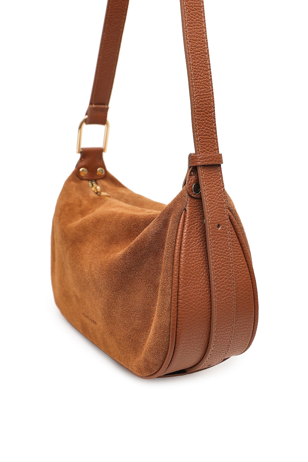 AMICIE sac porté main cuir SUEDE, Cognac