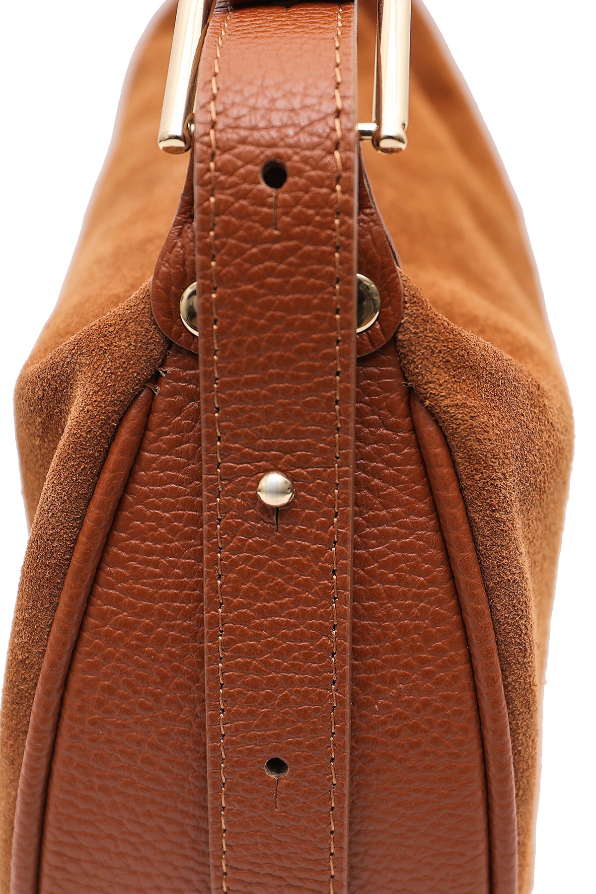 AMICIE sac porté main cuir SUEDE, Cognac