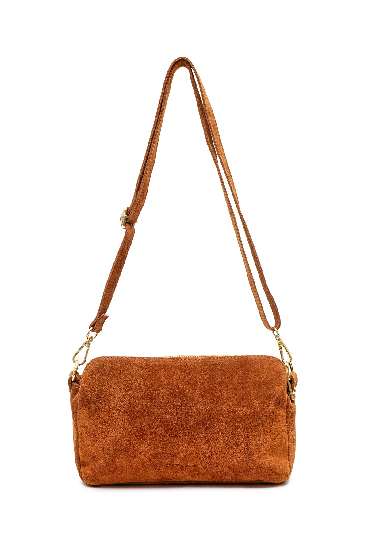 Sac cuir bandoulière ILIANA SUÈDE- Cognac