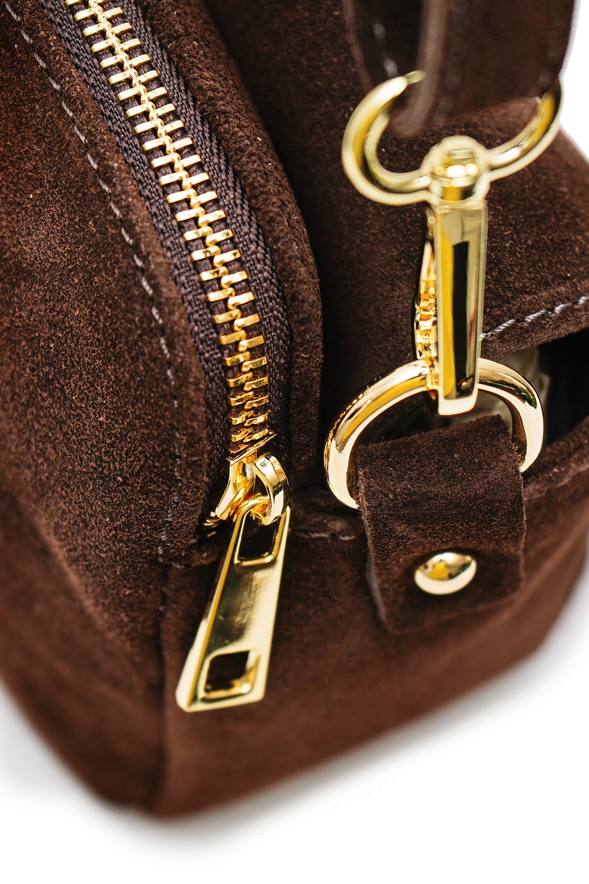 Sac cuir bandoulière ILIANA SUÈDE- Chocolat