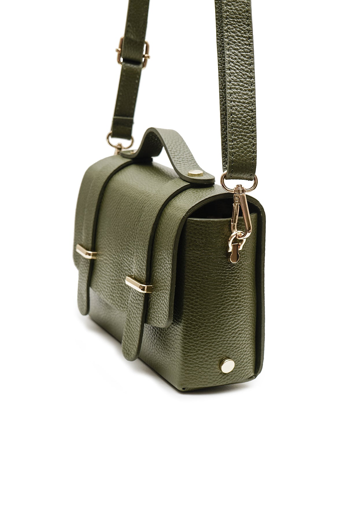Sac cuir porté main BILLIE, Kaki vert