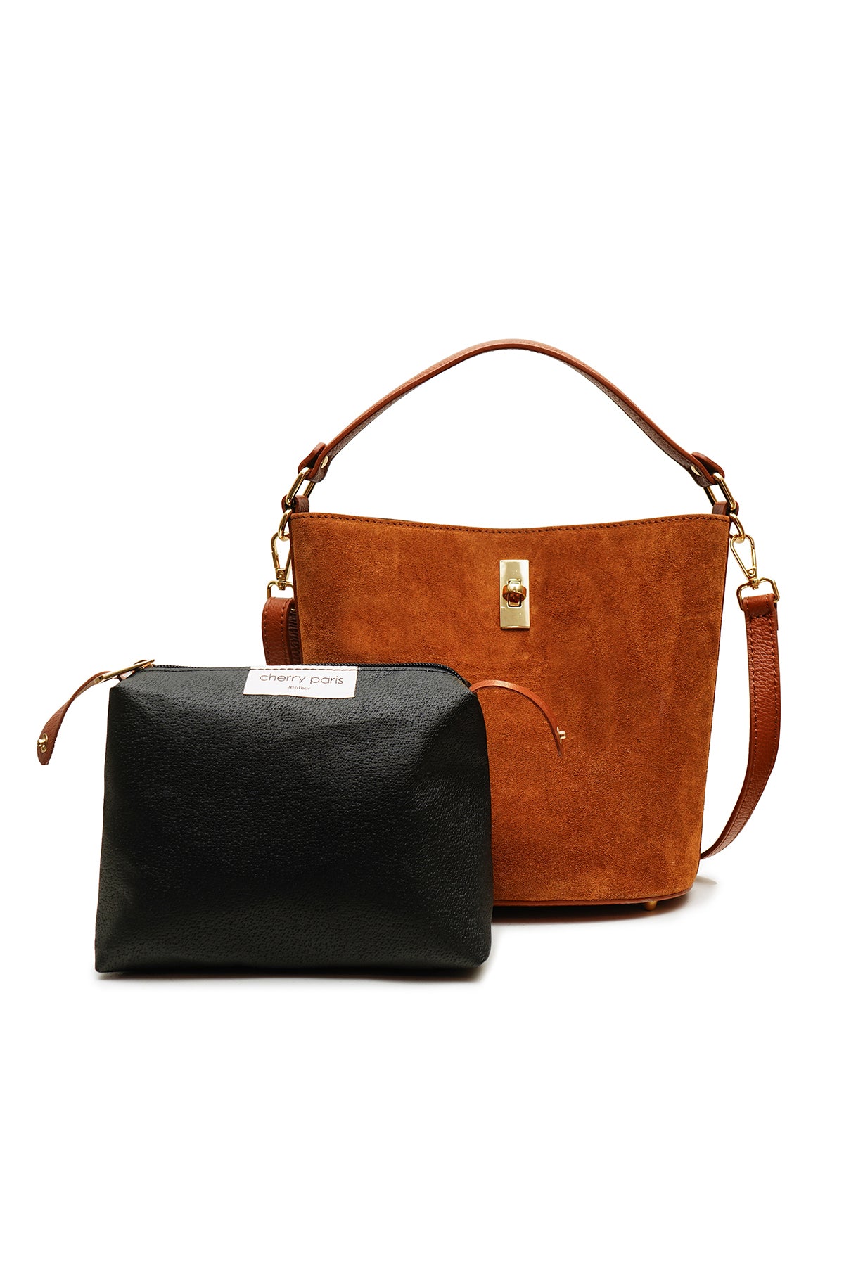 Sac ALIMA cuir SUÈDE - Cognac